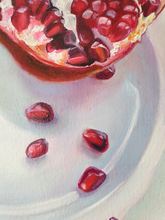 "Secret passions."  pomegranate still life  liGHt original painting  GIFT (2021)