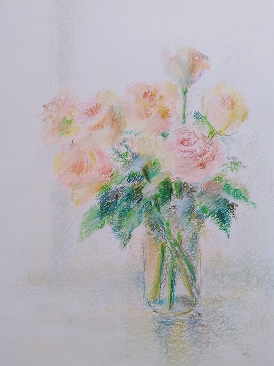 Roses. Original pastel drawing.