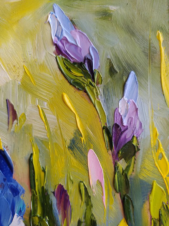 Irises - flowers, oil painting, irises flowers, gift idea