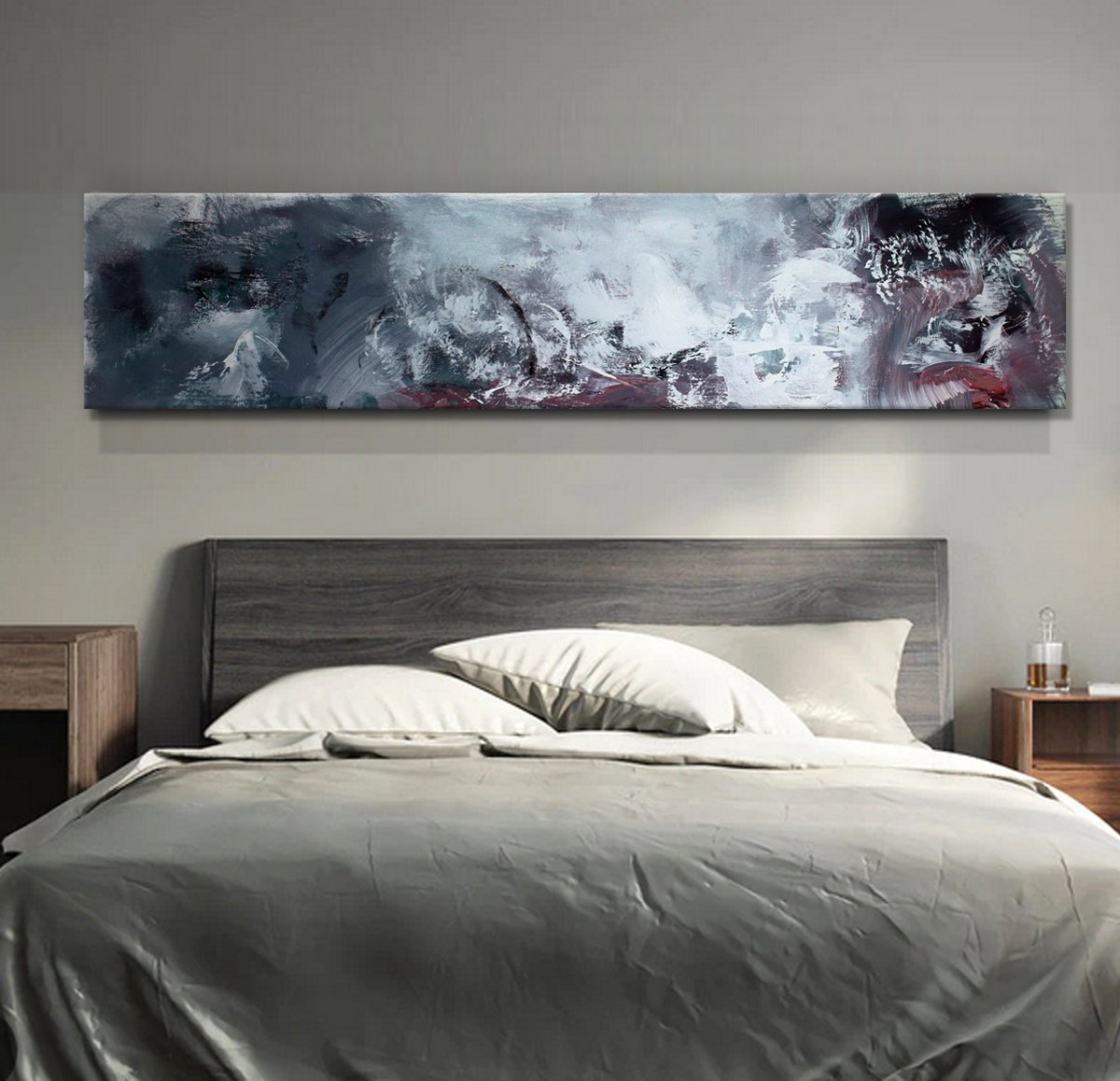 Abstract Oil Painting By Hugh Abernethy, 64 X 12, Pwp, Original Artwork