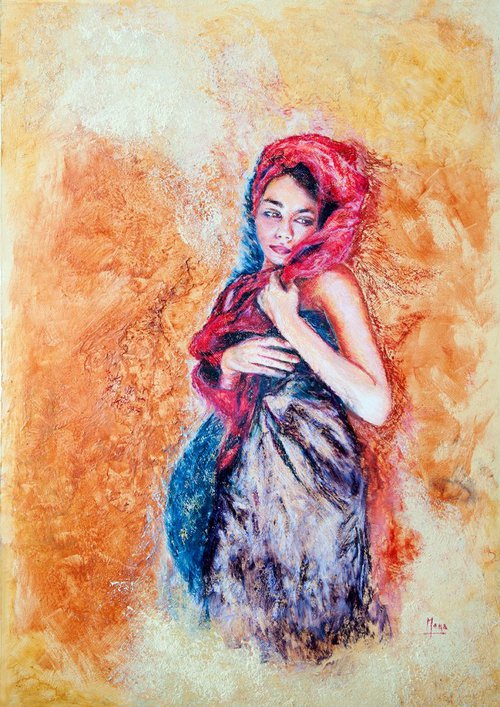 Lost in her thoughts / 45 cm x 64 cm / 18" x 25" by Anna Sidi-Yacoub