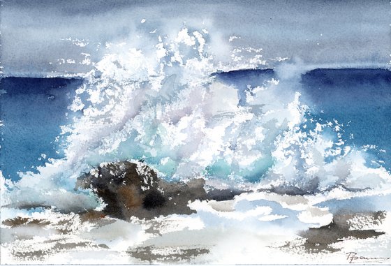 Wave crash on rock - triptych