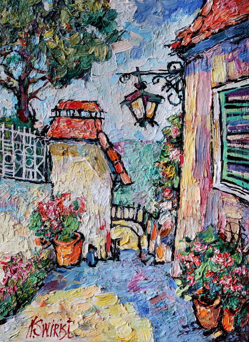 Impressionistic Cityscapes Oil Painting By Nikifor Swiristuhin, 11 X 15", Midday. Provence., Original Artwork