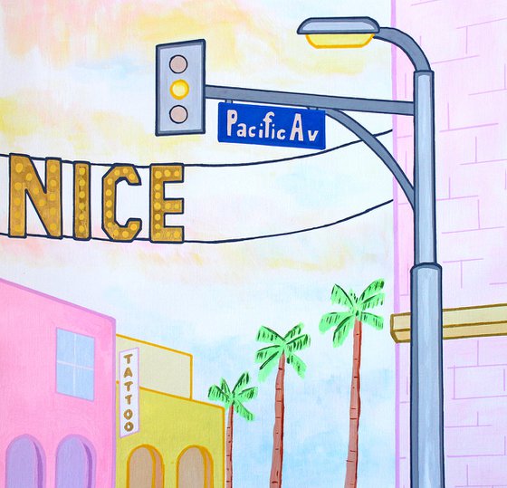 Venice Beach Street Corner - Painting on Unframed A3 Paper