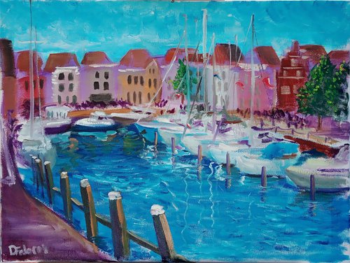 Port in Goes, the Netherlands, Plein air by Dmitry Fedorov