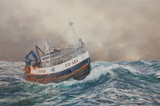 HOMEWARD BOUND IN HEAVY SEAS