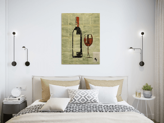 A bottle of red wine.