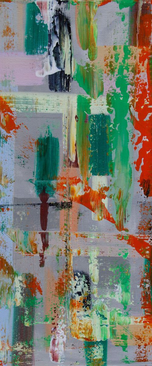 Abstract in green, orange and grey by Phil Smith
