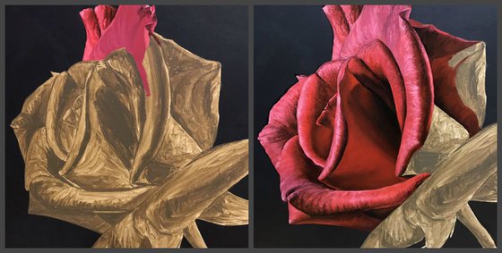 Rose - 50 x 60 cm, Ready to Hang / photorealism flower , hyperrealism, flower, realism, rose