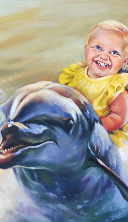 Portrait with a dolphin by Magdalena Palega