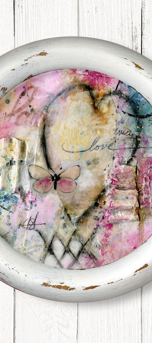 The Melody of Reflection 7  - Framed Butterfly art in Painted Distressed Frame by Kathy Morton Stanion by Kathy Morton Stanion