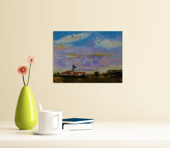 Small abstract landscape oil painting.