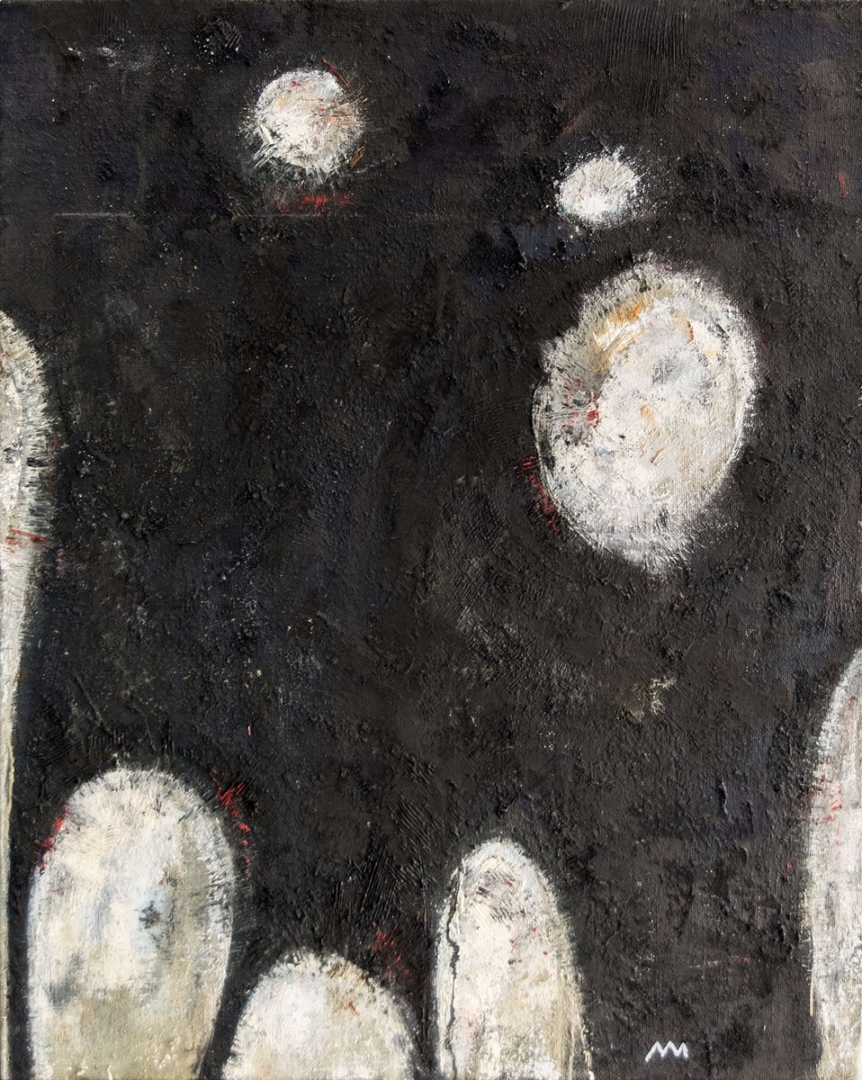 Abstract Oil Painting By Matteo Cecchinato, 29 X 37", Demons V, Original Artwork