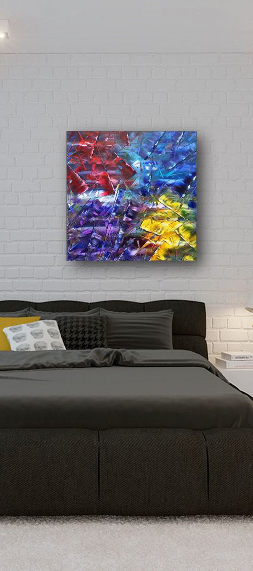 "Ships In The Storm" - Original PMS Oil Painting On Canvas - 24 x 24 inches by Preston M. Smith (PMS)