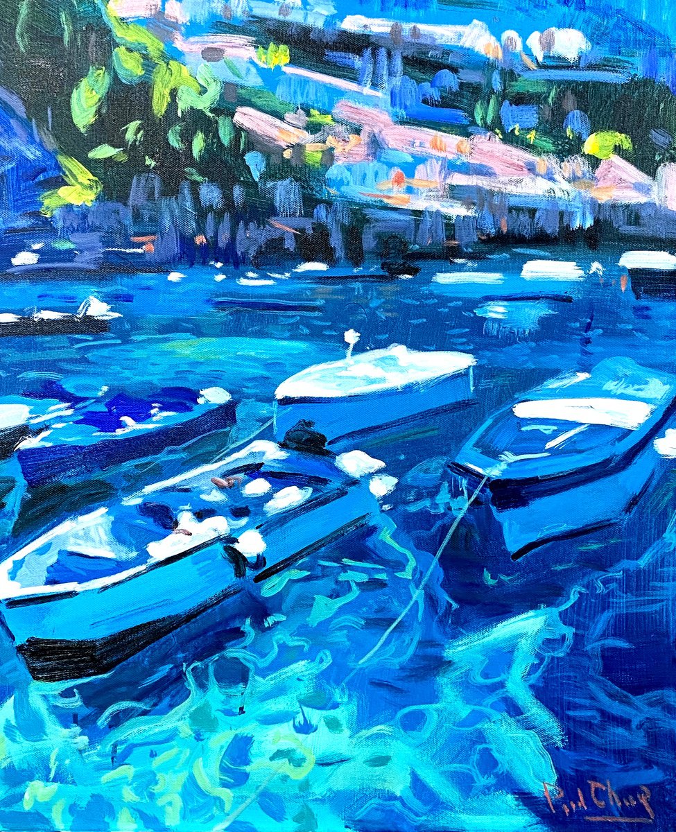 Impressionistic Cityscapes Acrylic Painting By Paul Cheng, 20 X 24", Semi-Abstract Cityscape No.4, Original Artwork