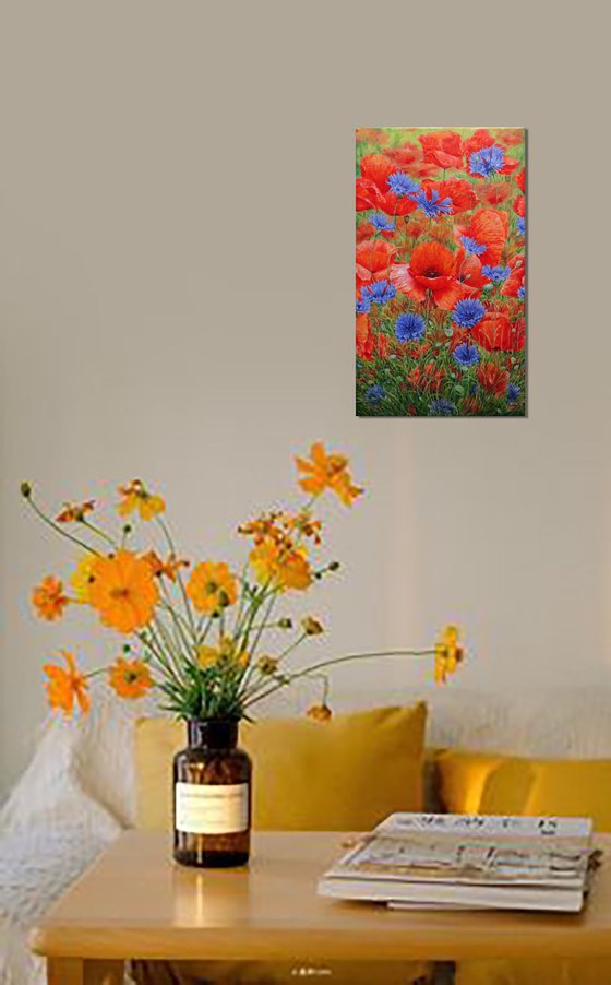 Poppies with Cornflowers.