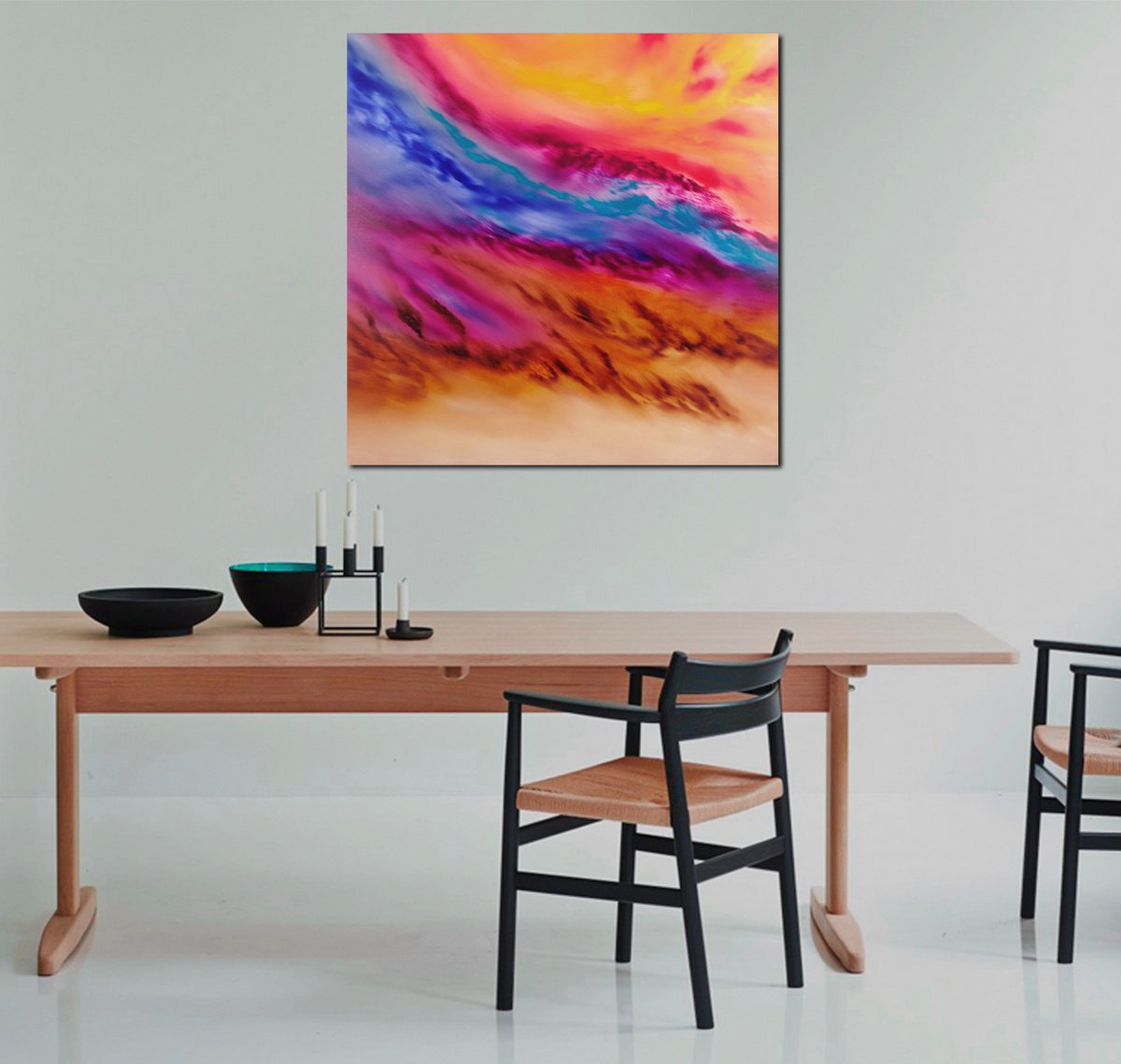 Impressionistic Landscape Oil Painting By Davide De Palma, 31 X 31, Le Ble Au Vent, Original Artwork