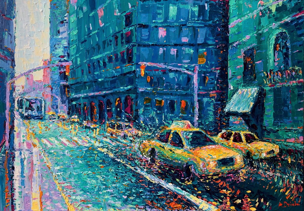 Rainy Day In New York By Adriana Dziuba, 39 X 28, Artwork For Sale On Artfinder