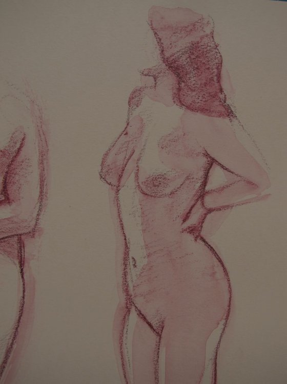 standing nude in 2 poses