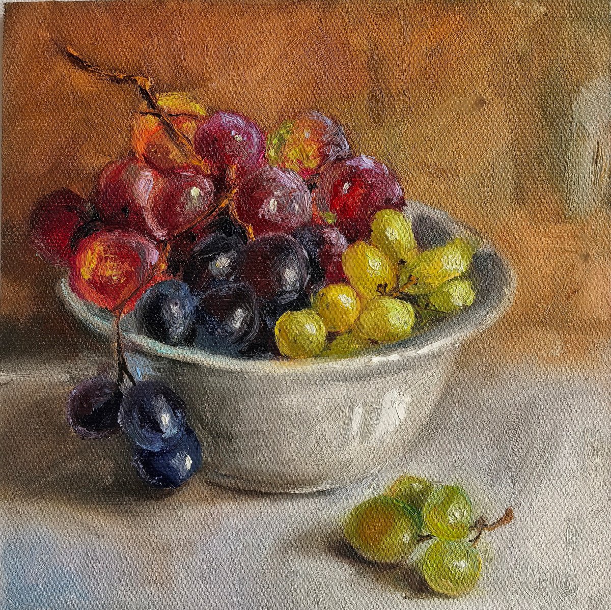Grapes On Plate By Leyla Demir, 8 X 8, Artwork For Sale On Artfinder