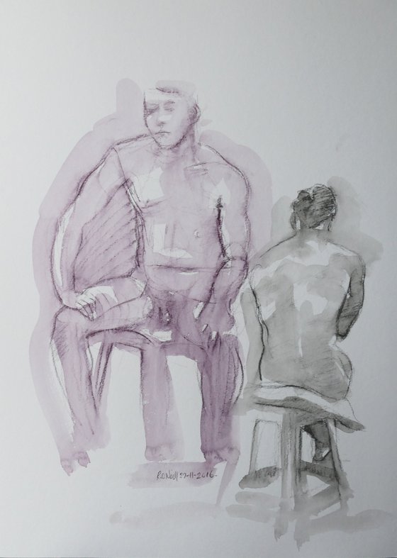 Seated male nude 2 poses