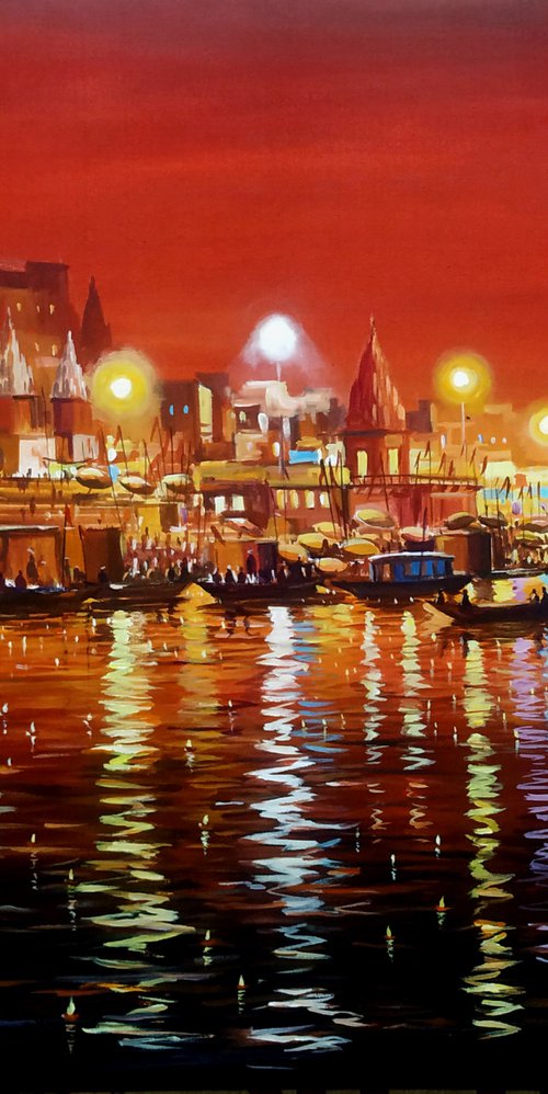 Beauty of Evening Ganges in Varanasi II by Samiran Sarkar