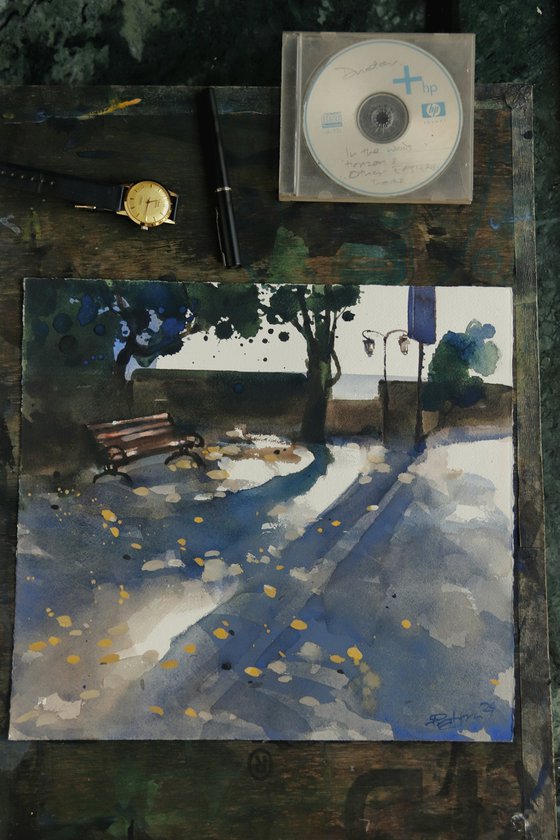 Sparkling shadows, waiting bench 2