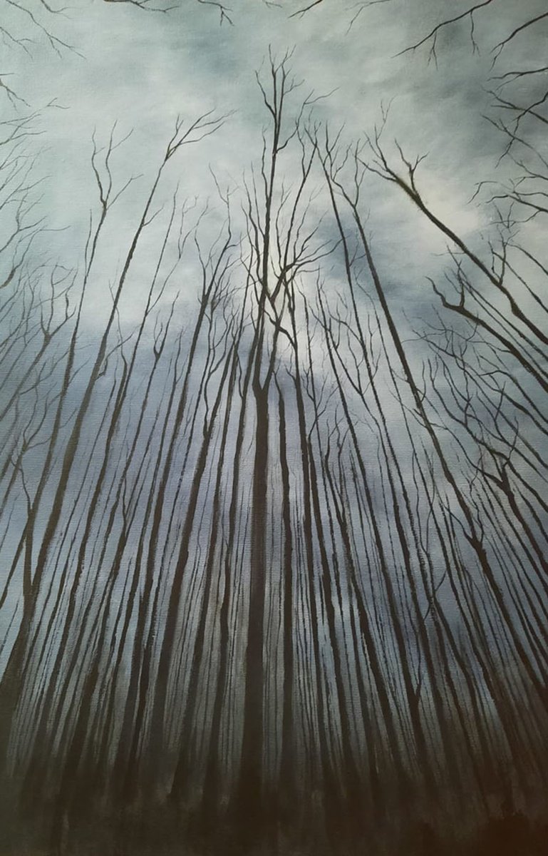 Expressive Landscape Acrylic Painting By Sapna Sharon, 16 X 24", Holding Hands With Heaven, Original Artwork