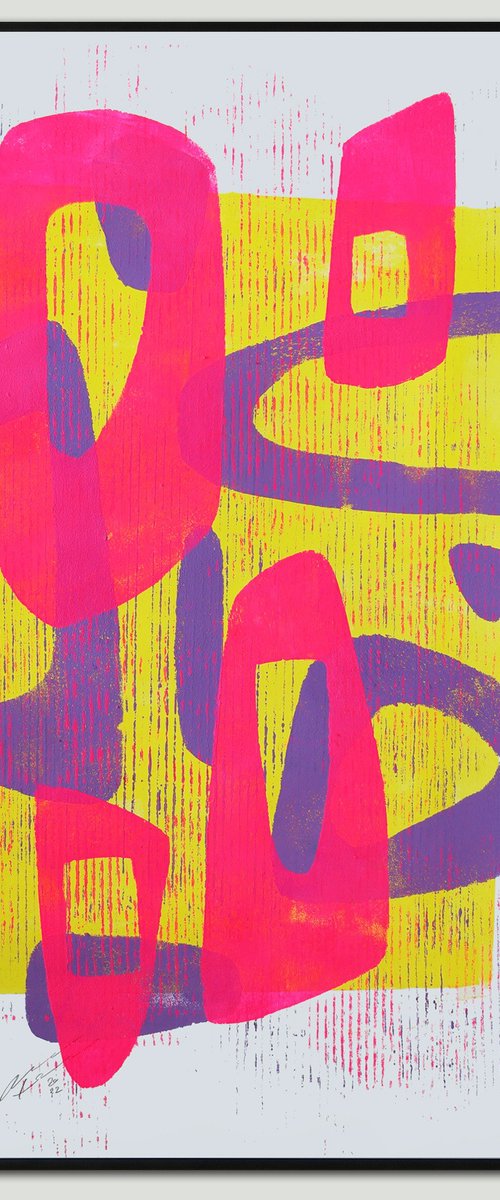 Round & Round Neon Purple -  Art on paper - A2 - 42x59,4cm - Ronald Hunter - 21O by Ronald Hunter