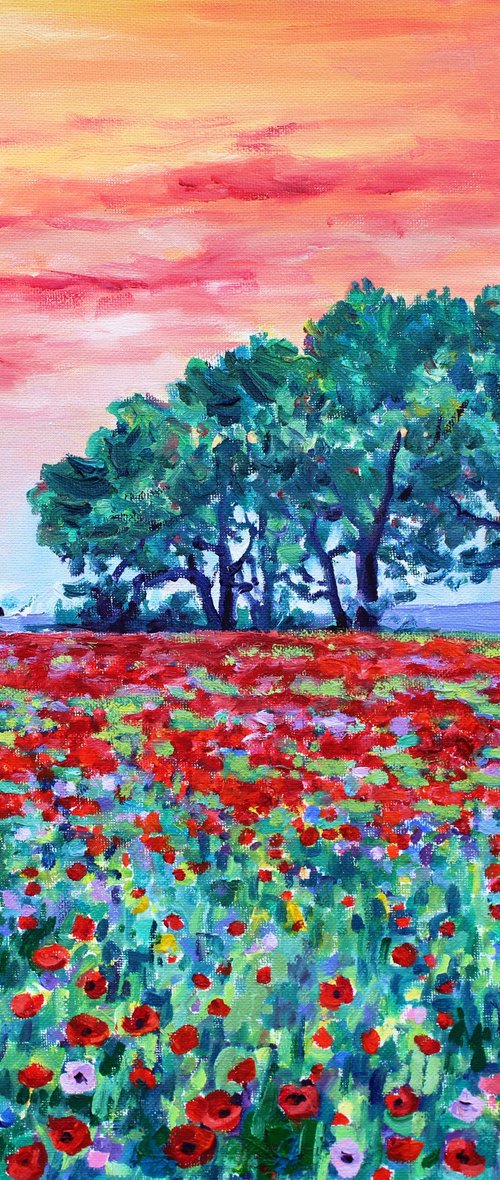 Evening Poppy Meadow by Zoe Elizabeth Norman