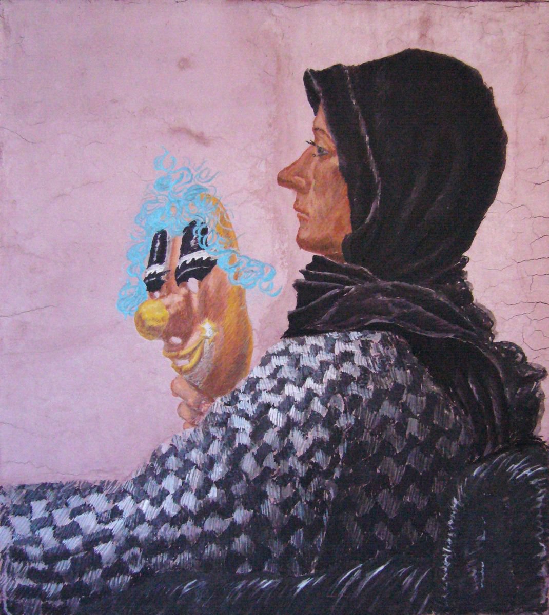 Portrait Painting By Antonio Mele, 24 X 28, Double Face., Original Artwork