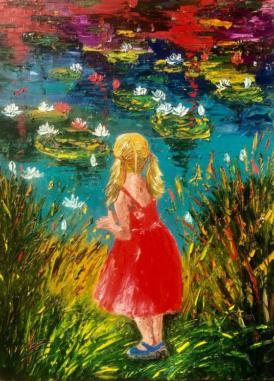 Girl by the magic pond