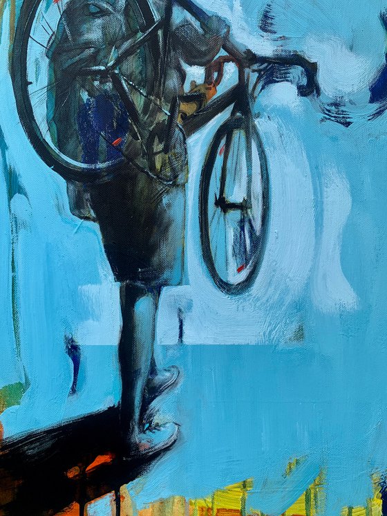 Bright painting - "Cyclist" - Pop Art - Street art - Graffiti - Bike - Sport
