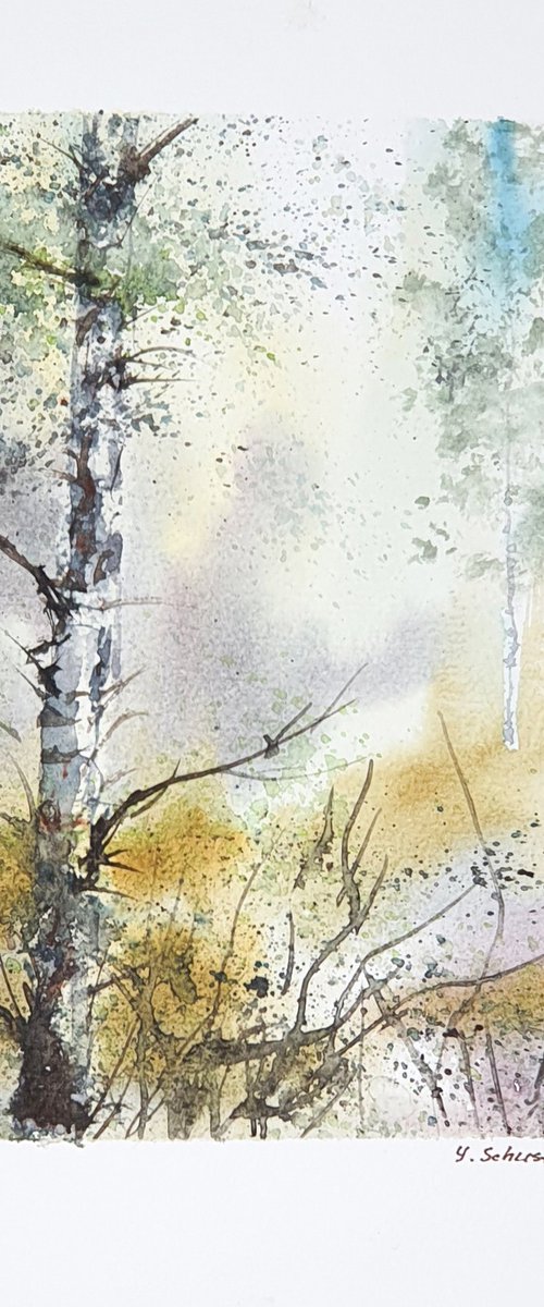 7/20 ORIGINAL WATERCOLOR painting. Trees series by Yulia Schuster