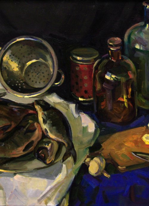 Still life with fish by Ihar Sviancicki
