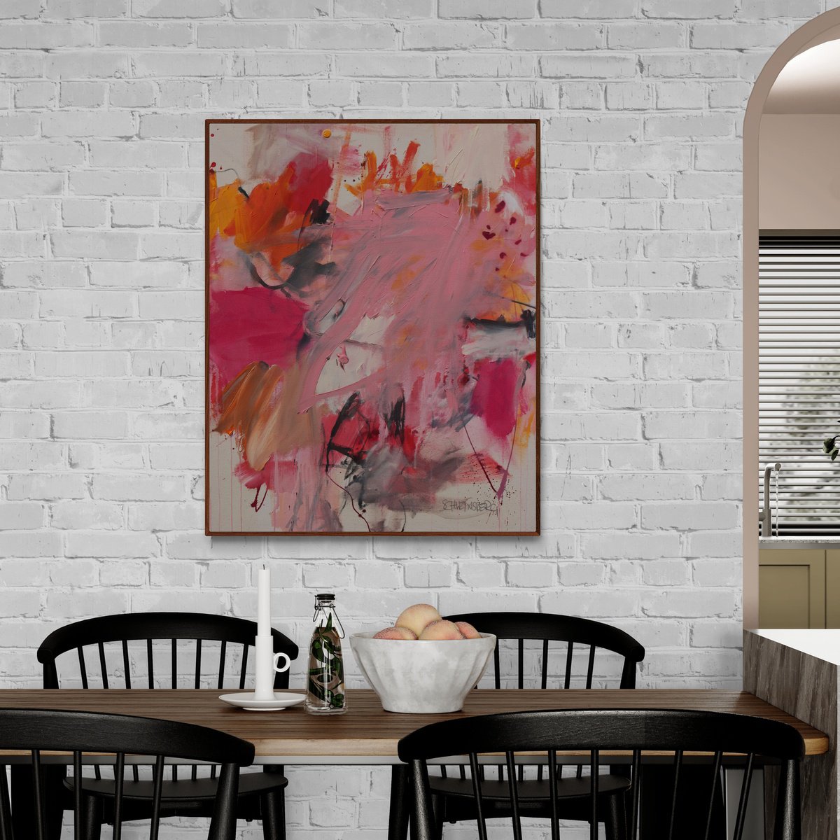 Expressive Abstract Painting By Daniela Schweinsberg, 31 X 39, Pink Decadence, Original Artwork