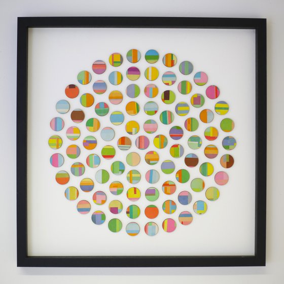 Circle of Dots paper and wood collage