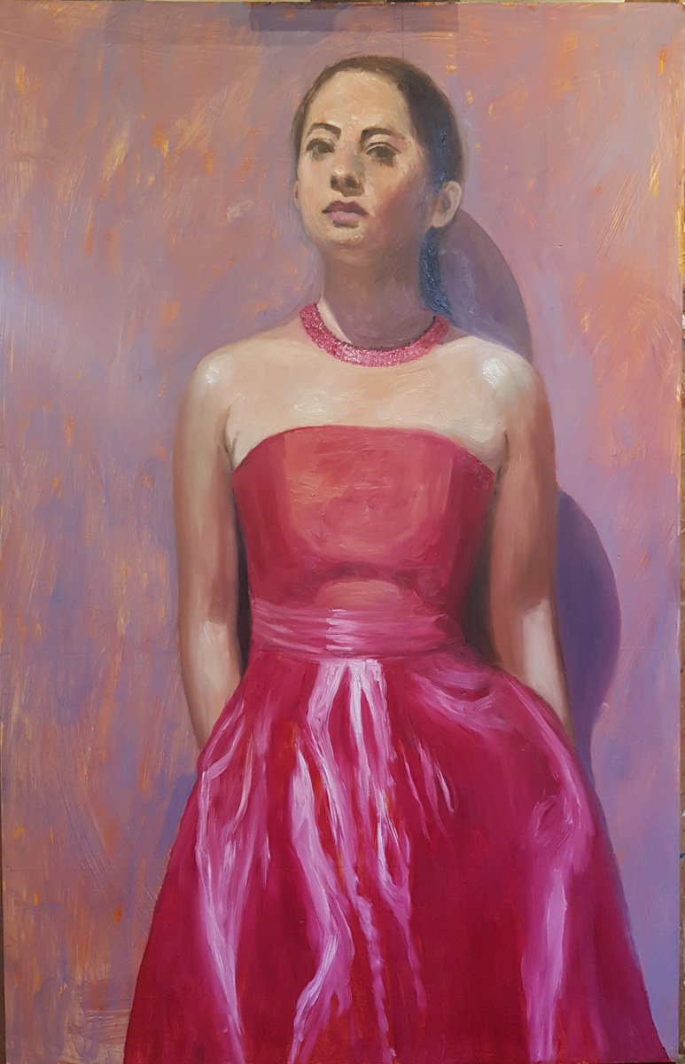 The Red Dress By Els Driesen, 24 X 35, Artwork For Sale On Artfinder