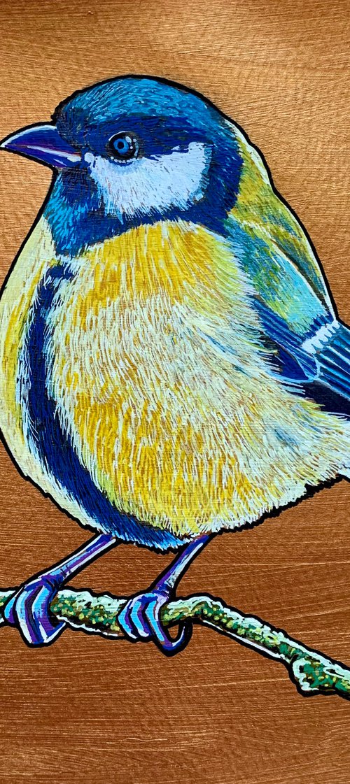 British Garden Birds series - Bluetit by Karen Elaine  Evans