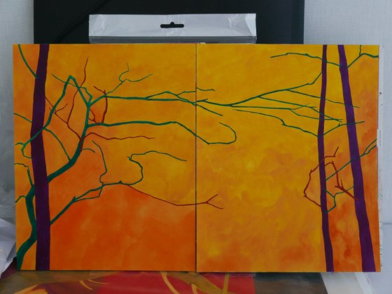 Diptych Norwegian Autumn Fog