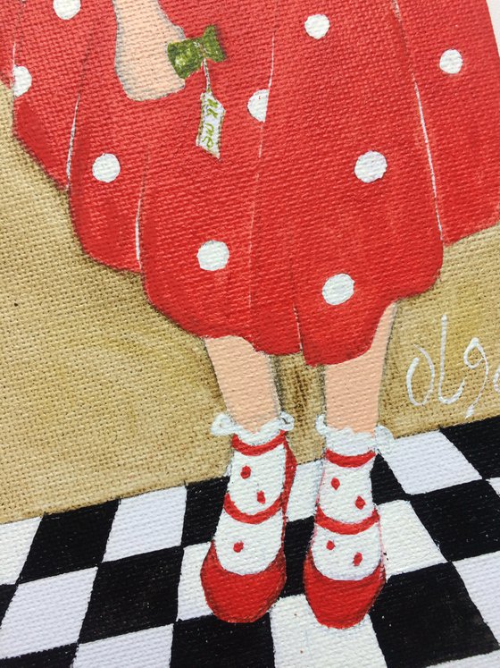 Portrait of Alice in Wonderland on a chessboard - Drink me - Gift idea