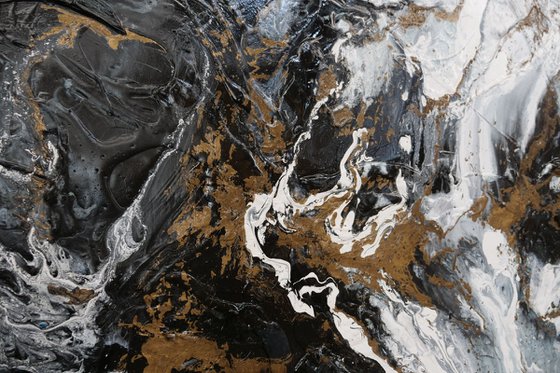 Bronzed Golden Ransom 240cm x 100cm Gold Black Grey Abstract Art