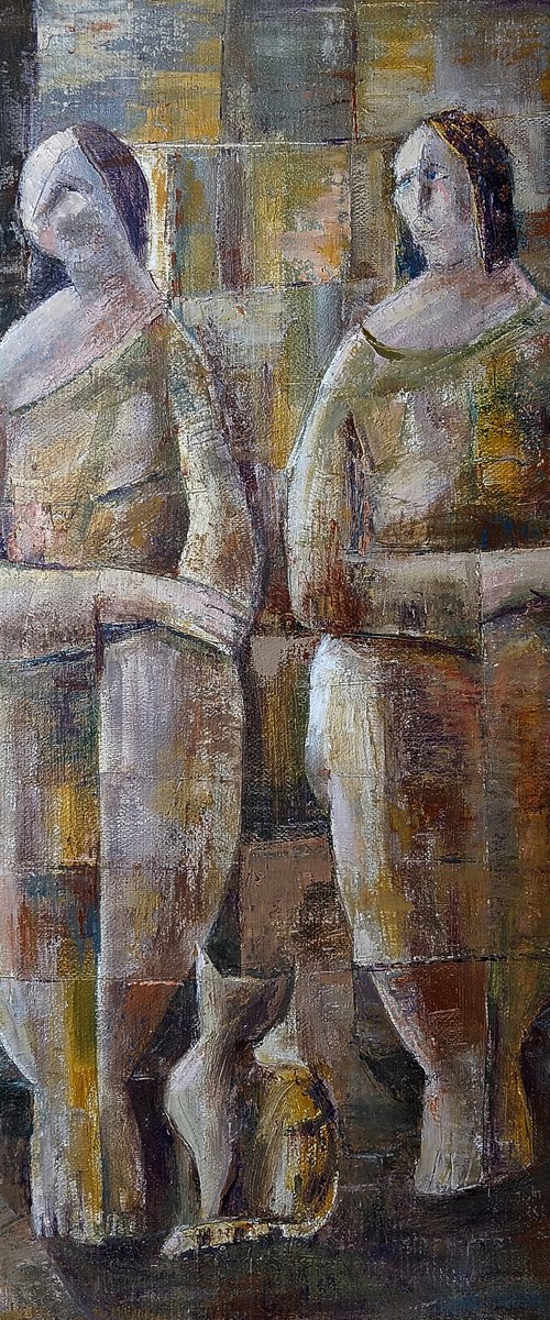 Two Women and a Cat by Gegham Hunanyan