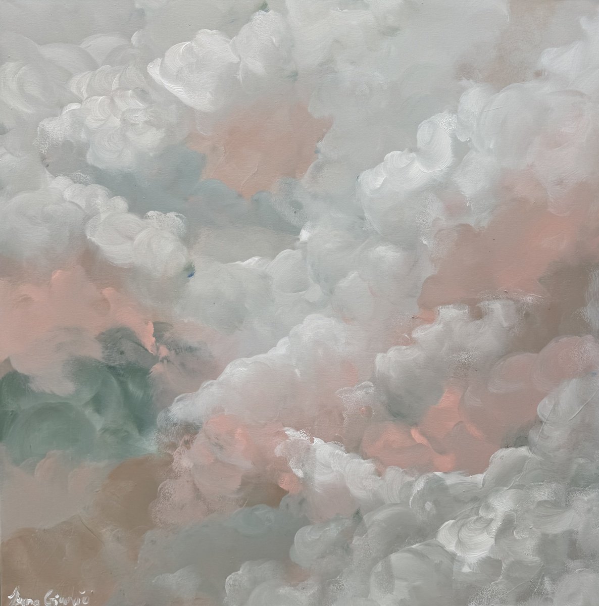 Abstract Landscape Acrylic Painting By Ivana Gigovic, 35 X 35, Cotton Dream, Original Artwork