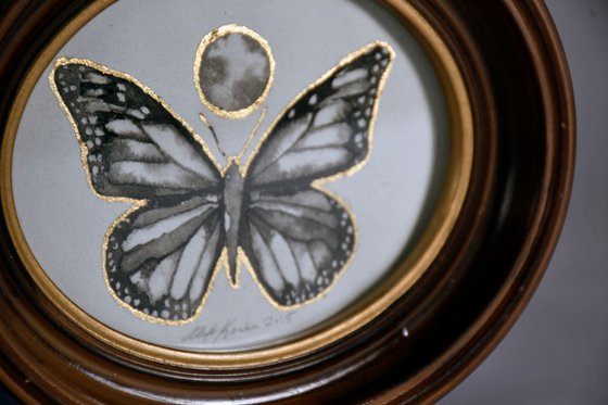 Oval Butterfly in an Antique Frame