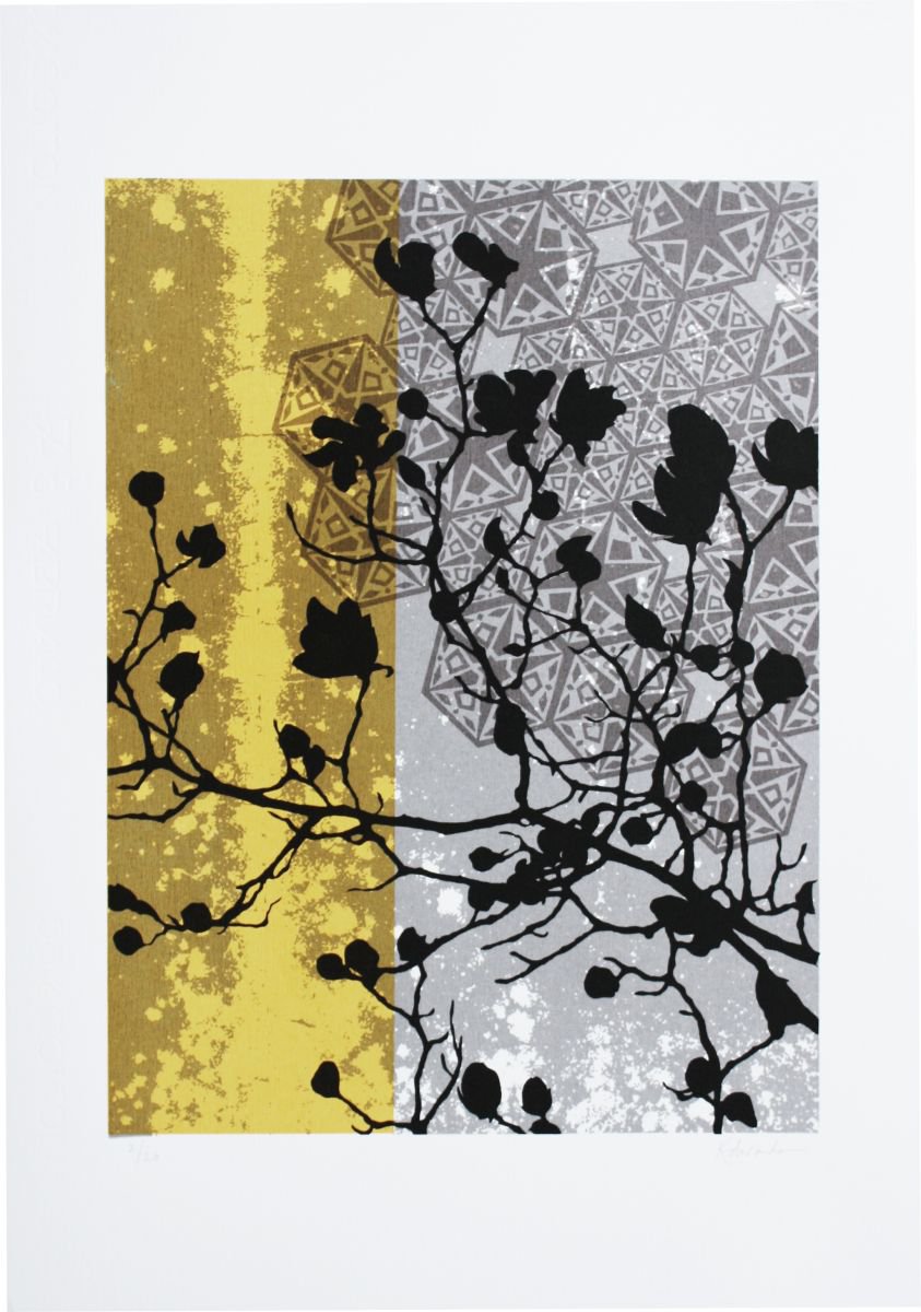 Botanical Screenprint By Kath Edwards, 14 X 20", The Golden Lightening, Original Artwork