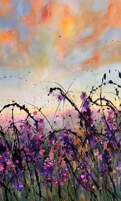 Happy Memories - Extra Large original floral landscape by Cecilia Frigati