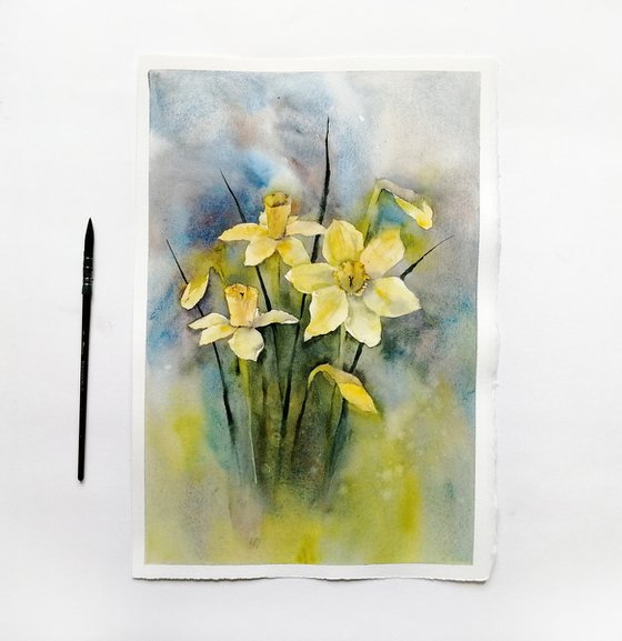 Yellow Daffodils painting