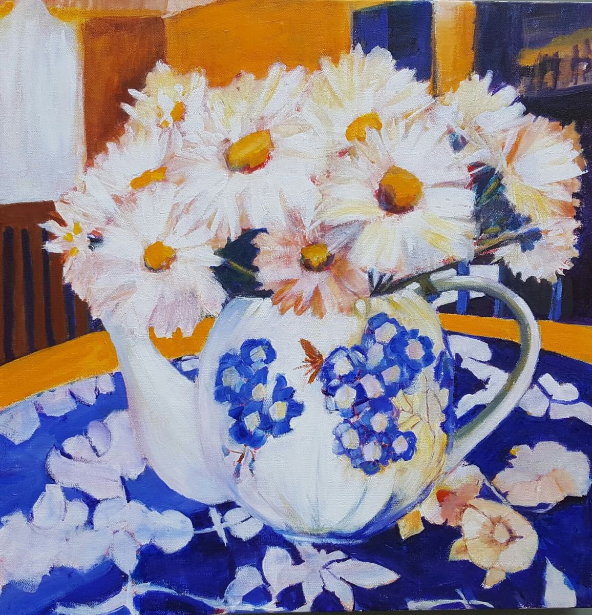 Daisies in a teapot (aka Purpur Tableaux) by Leah Kohlenberg Fine Art