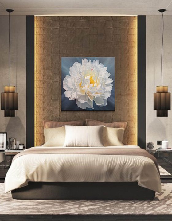 Snow-white peony